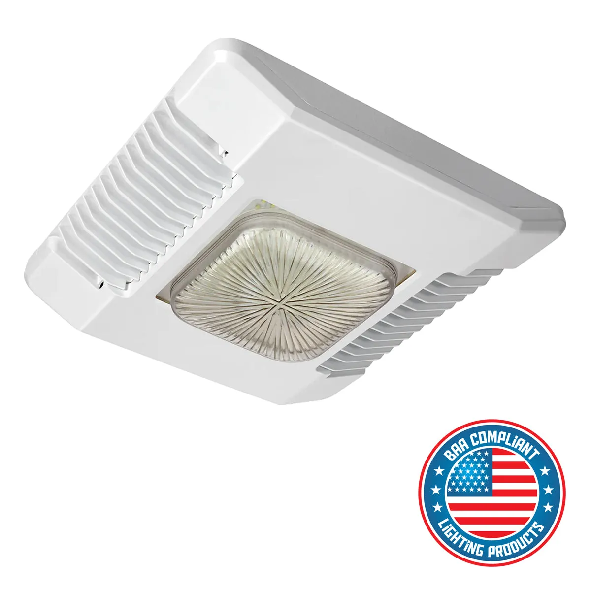 LED Gas Station Canopy Light, 120-277V, Drop Lens