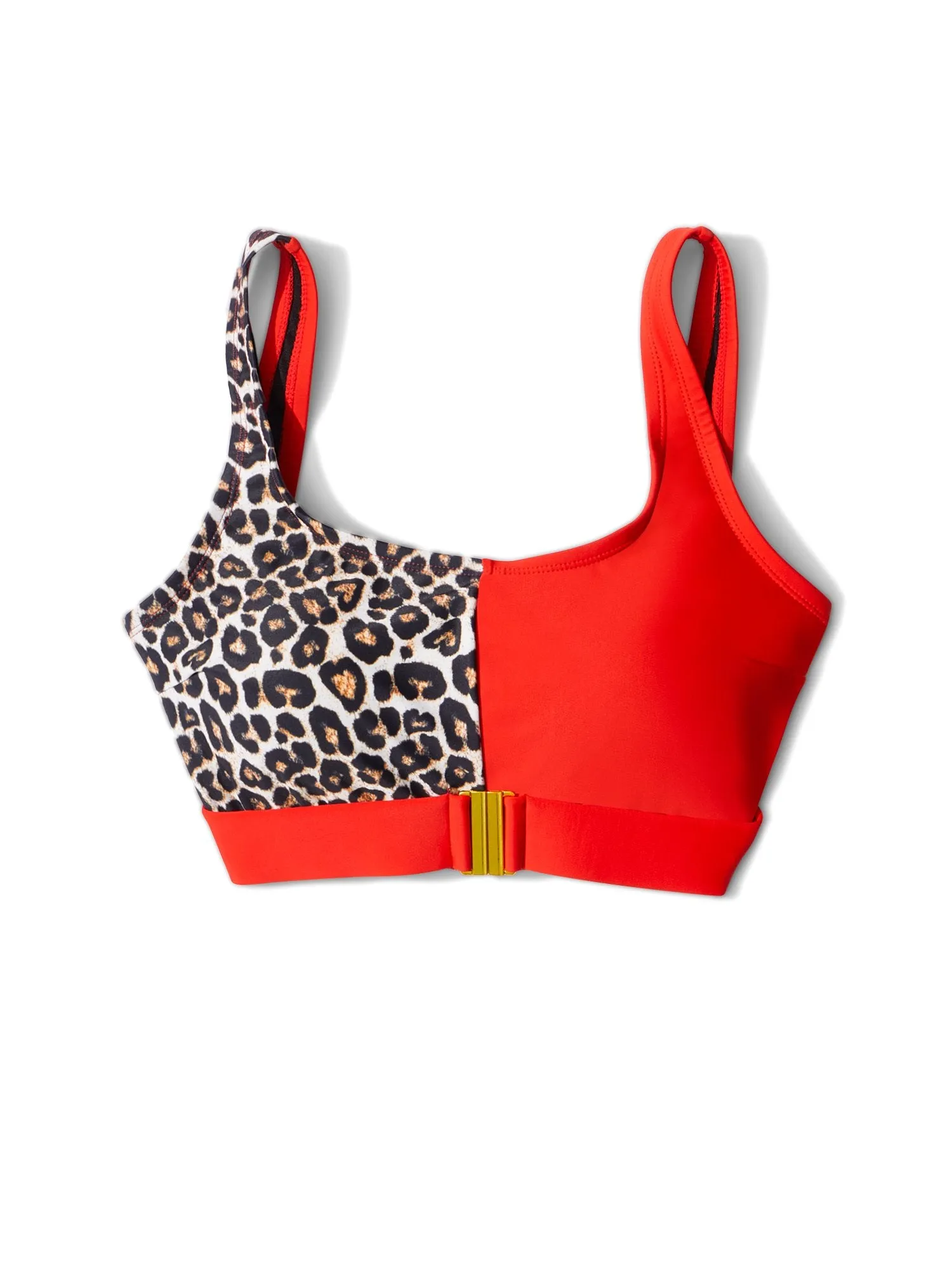 Leopard-Print Colorblock Belted Bikini Top - NY&C Swimwear