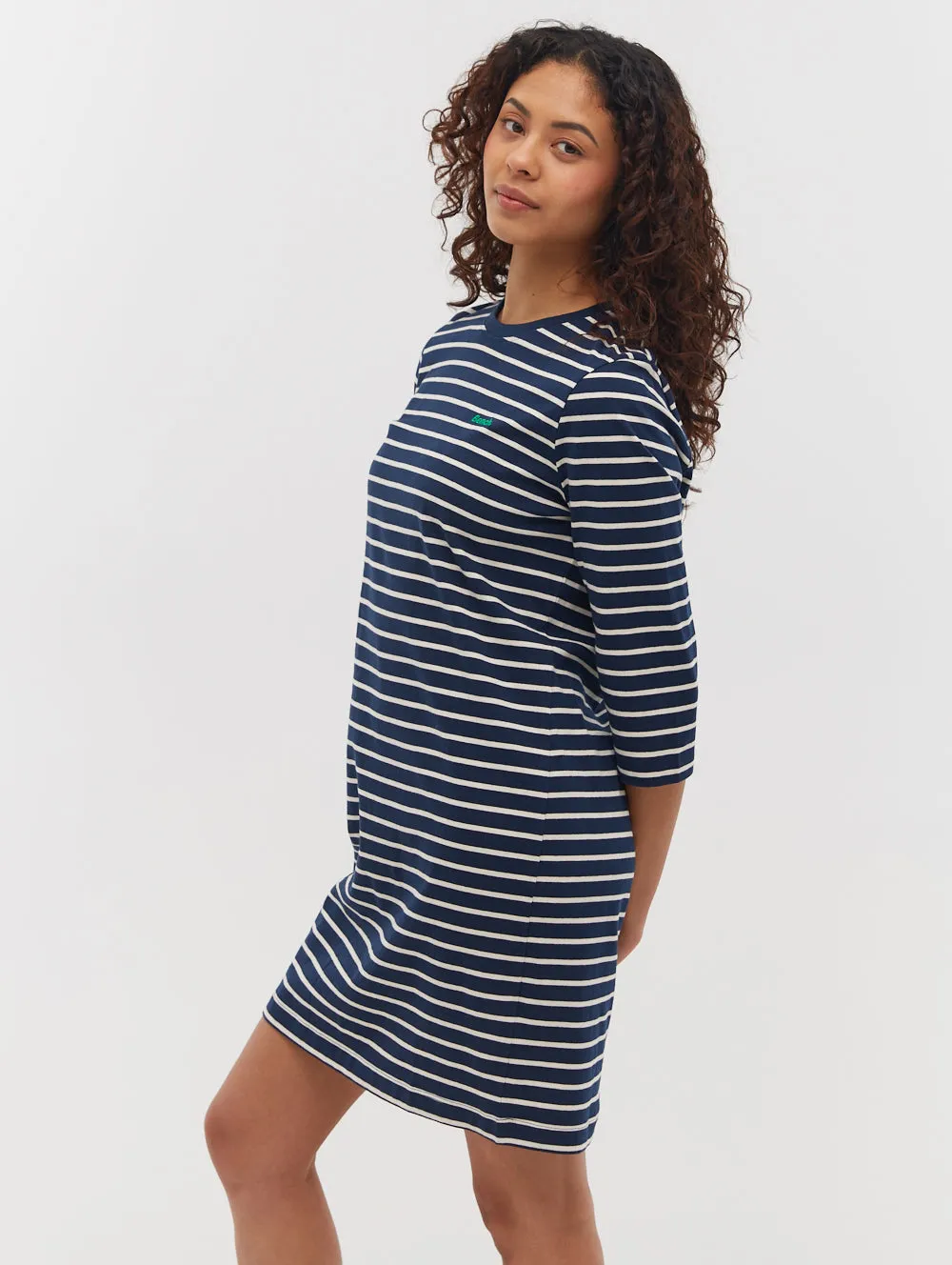 Mab Striped 3/4 Sleeve Dress