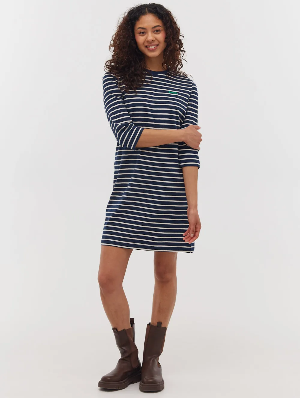 Mab Striped 3/4 Sleeve Dress
