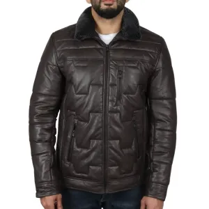 Men's Quilted Padded Real Leather Safari Coat Men's Quilted Padded Real Leather Safari Coat