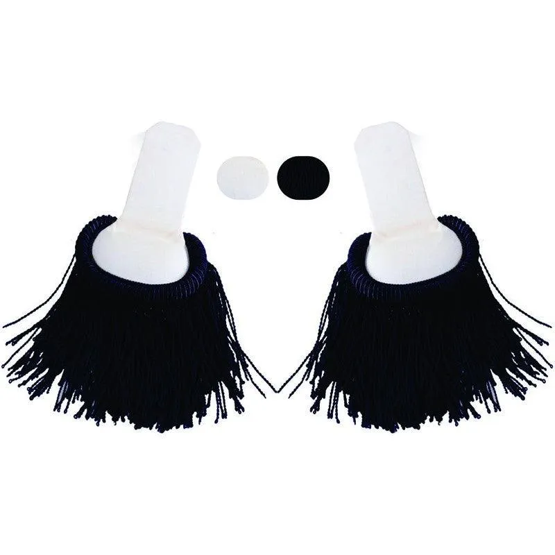 Military Uniform Black & White Viscose Epaulette Pair