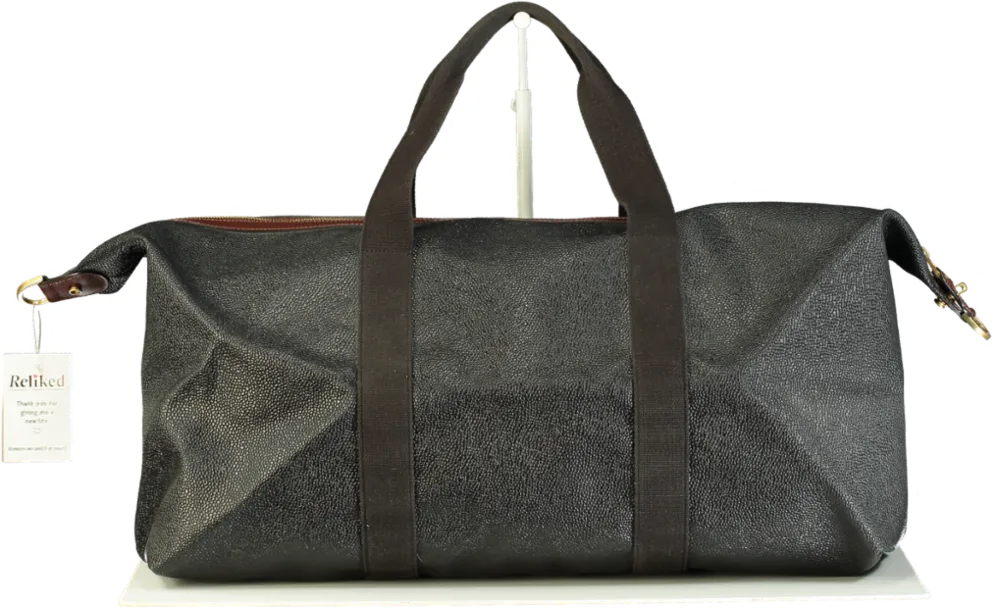 Mulberry Black / Tan Scotchgrain Leather Travel Weekend Bag