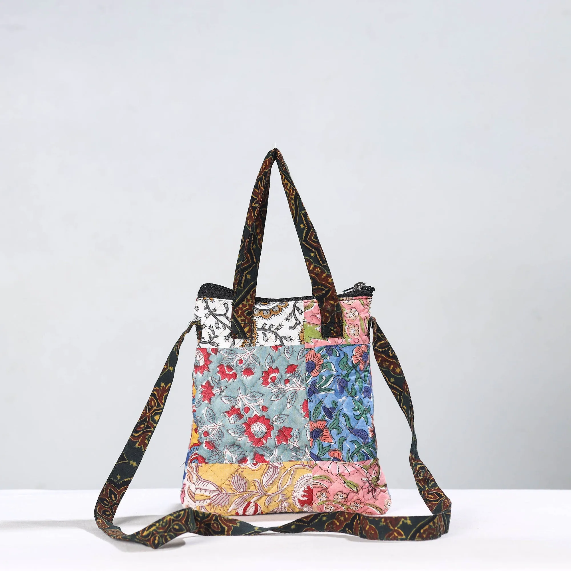 Multicolor - Handmade Quilted Cotton Patchwork Sling Bag 41