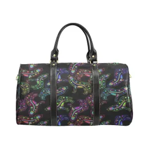 Neon Floral Wolves Waterproof Travel Bag/Small Neon Floral Wolves Waterproof Travel Bag/Small
