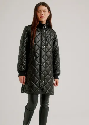 Nikki Jones -  Vegan Leather Diamond Quilted Coat Nikki Jones -  Vegan Leather Diamond Quilted Coat