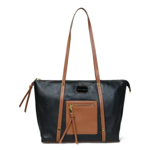 Pelle Luxure Black PU Tote Bag – Spacious and Stylish Pelle Luxure Black PU Tote Bag – Spacious and Stylish
