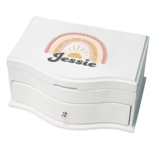 Personalized Princess Jewelry Box - Retro Boho Rainbow