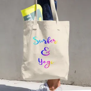 Rainbow Surfer and Yogi 100% Organic Cotton Tote Bag Rainbow Surfer and Yogi 100% Organic Cotton Tote Bag