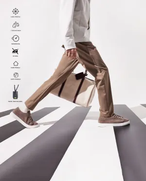 Rare Rabbit Men Travel-25 Khaki Button And Zip Closure Plain Trouser Rare Rabbit Men Travel-25 Khaki Button And Zip Closure Plain Trouser