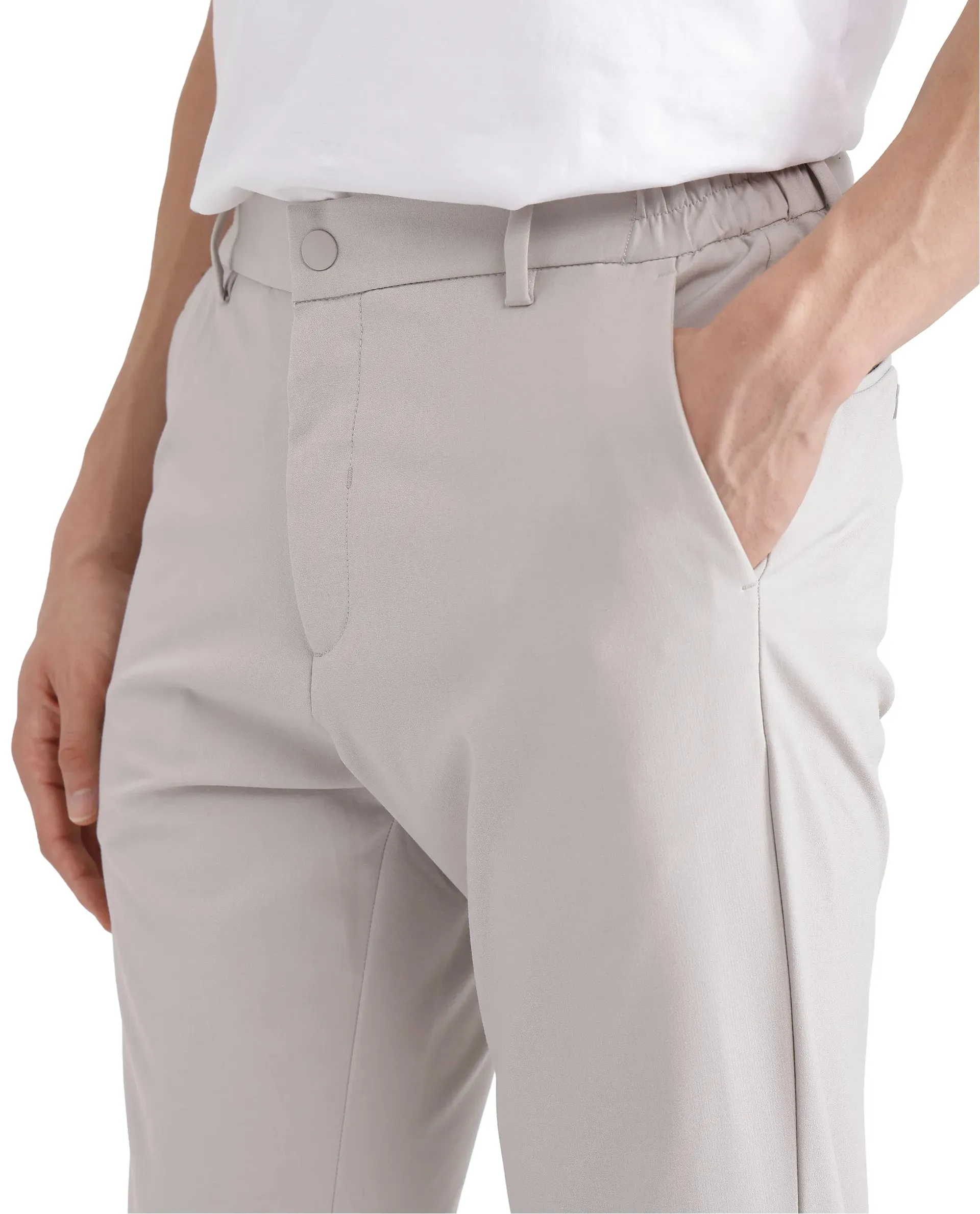Rare Rabbit Men's Travel-11 Light Beige Polyester Viscose Fabric Button And Zip Closure Regular Fit Plain Trouser