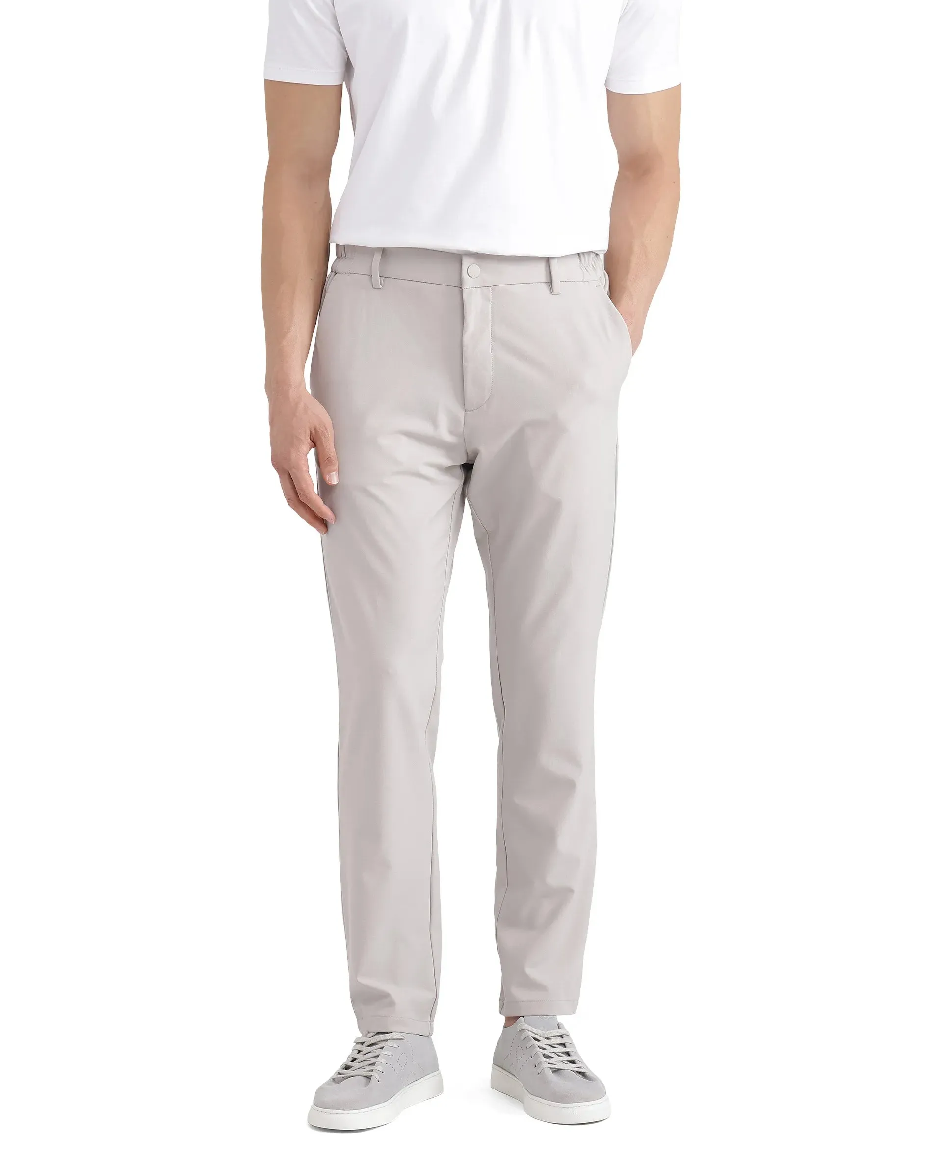 Rare Rabbit Men's Travel-11 Light Beige Polyester Viscose Fabric Button And Zip Closure Regular Fit Plain Trouser