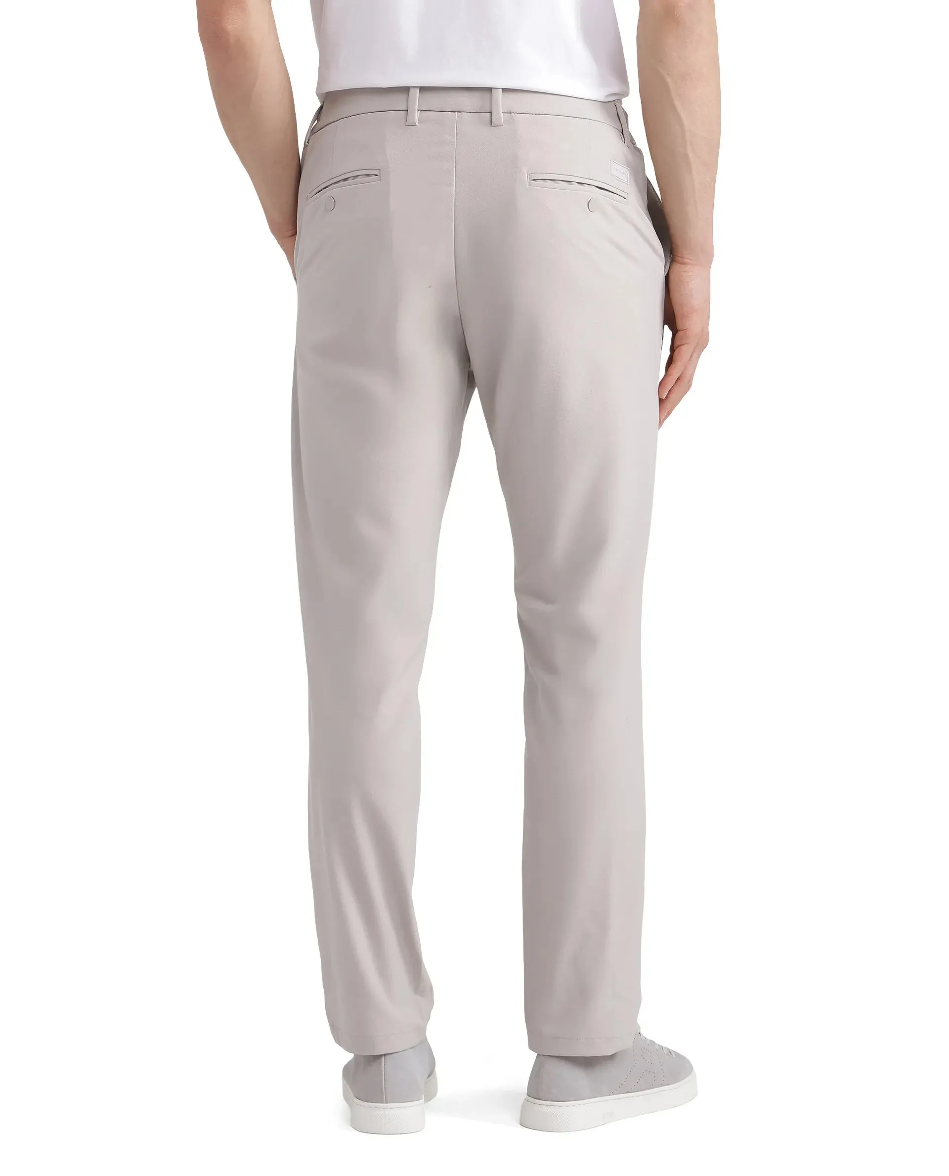 Rare Rabbit Men's Travel-11 Light Beige Polyester Viscose Fabric Button And Zip Closure Regular Fit Plain Trouser