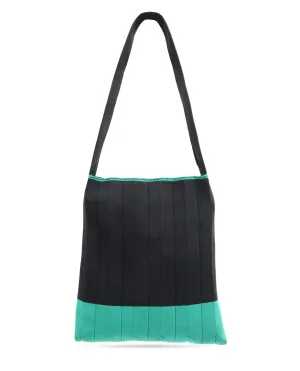 Rareism Articale Women Flounce Black Fabric Polyester Fabric Colorblock Knitted Tote Bag Rareism Articale Women Flounce Black Fabric Polyester Fabric Colorblock Knitted Tote Bag