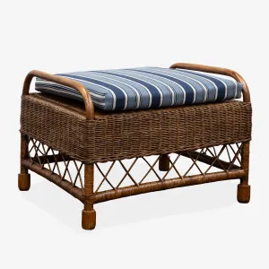 Rattan Wing Footstool (Brown/Nautical Stripe)