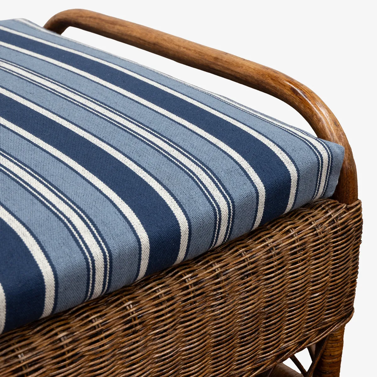 Rattan Wing Footstool (Brown/Nautical Stripe)