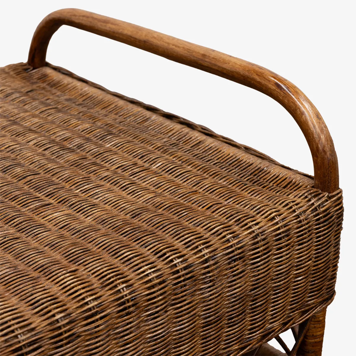 Rattan Wing Footstool (Brown/Nautical Stripe)
