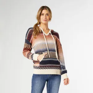 Redwood & Navy Elvira Aztek Hooded Sweater Redwood & Navy Elvira Aztek Hooded Sweater
