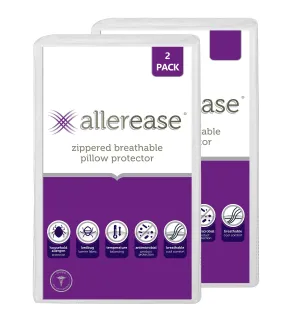 Set of 2 King AllerEase Pillow Protectors - Temperature Balancing, Allergist Recommended - Premium Breathable, Zippered Protectors Set of 2 King AllerEase Pillow Protectors - Temperature Balancing, Allergist Recommended - Premium Breathable, Zippered Protectors