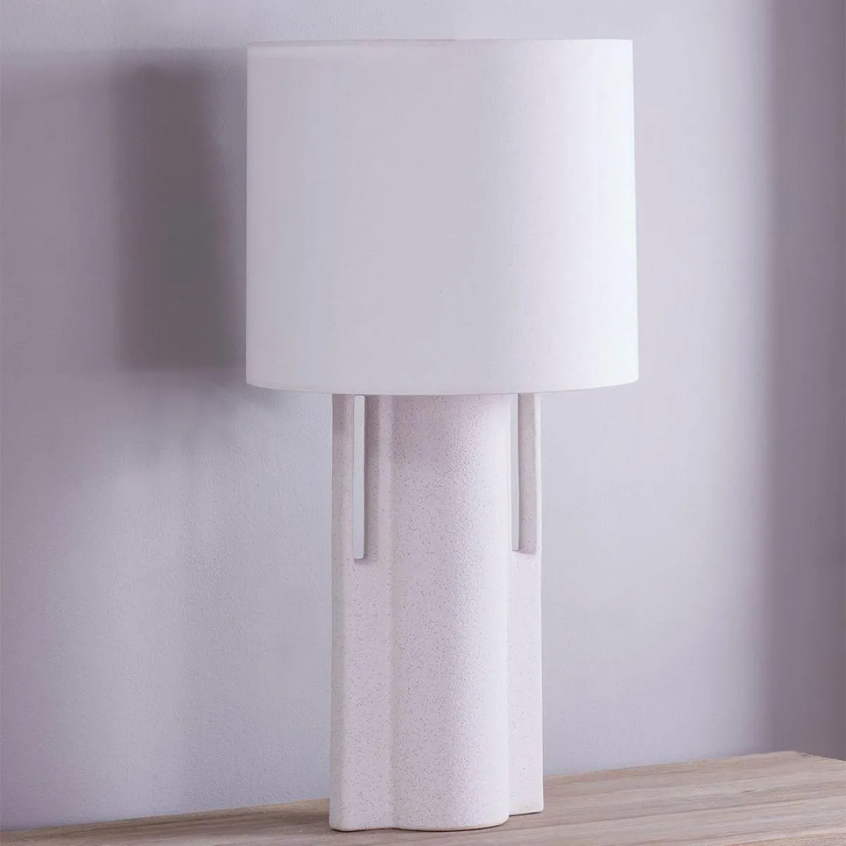 Sidney Table Lamp Ceramic Matte White Speck with Aged Brass Accents