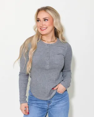 Soft Cozy Brushed Ribbed Knit Top in Grey Soft Cozy Brushed Ribbed Knit Top in Grey