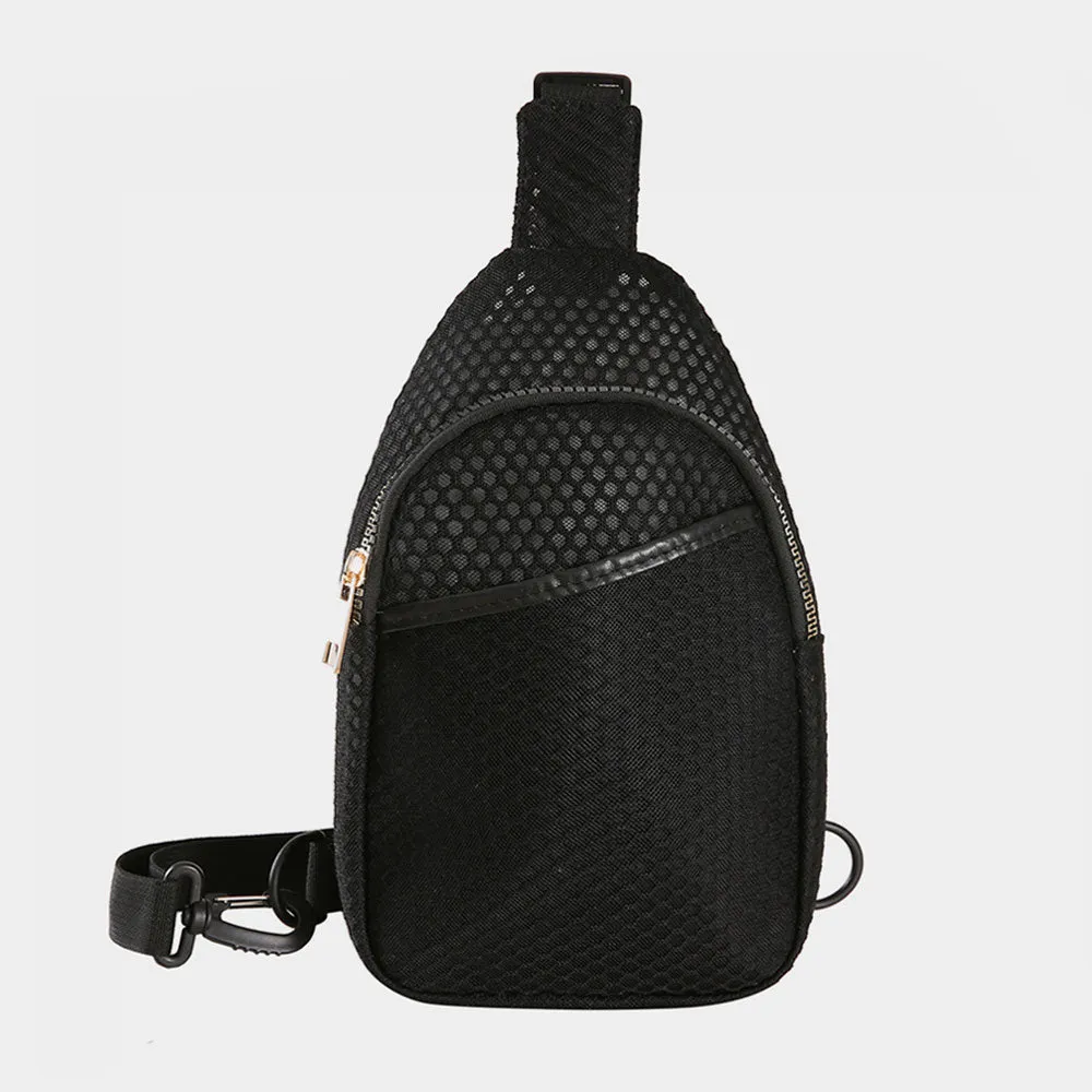 Solid Mesh Sling Bag Black