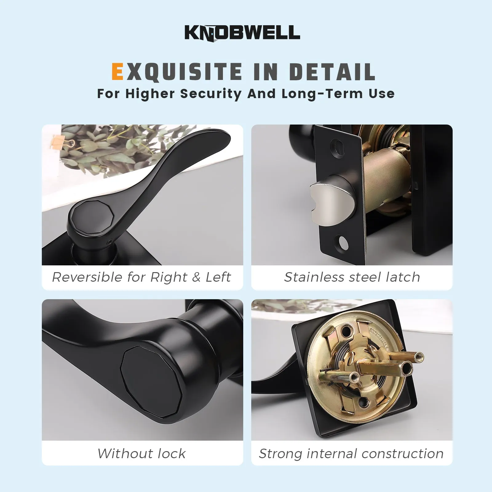 Square Rosette with Wave Style Passage Door Levers - DLSQ061PS