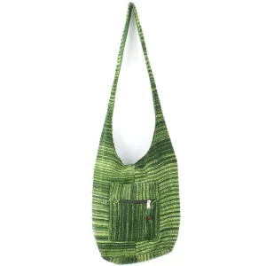 Striped Chenille Sling Shoulder Bag - Green Striped Chenille Sling Shoulder Bag - Green
