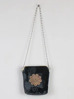 Stylish Velvet Handbag For Girls Flower Grey 52 Stylish Velvet Handbag For Girls Flower Grey 52