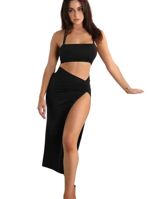 Tandul Two Pieces Dress for Women Dresses Maxi Length Sleeveless Dress, Black, Size -S Gifts for Women and Girls Tandul Two Pieces Dress for Women Dresses Maxi Length Sleeveless Dress, Black, Size -S Gifts for Women and Girls