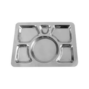 Thunder Group SLCST006 11-3/8" x 15-3/8" Stainless Steel 6-Compartment Tray Thunder Group SLCST006 11-3/8" x 15-3/8" Stainless Steel 6-Compartment Tray