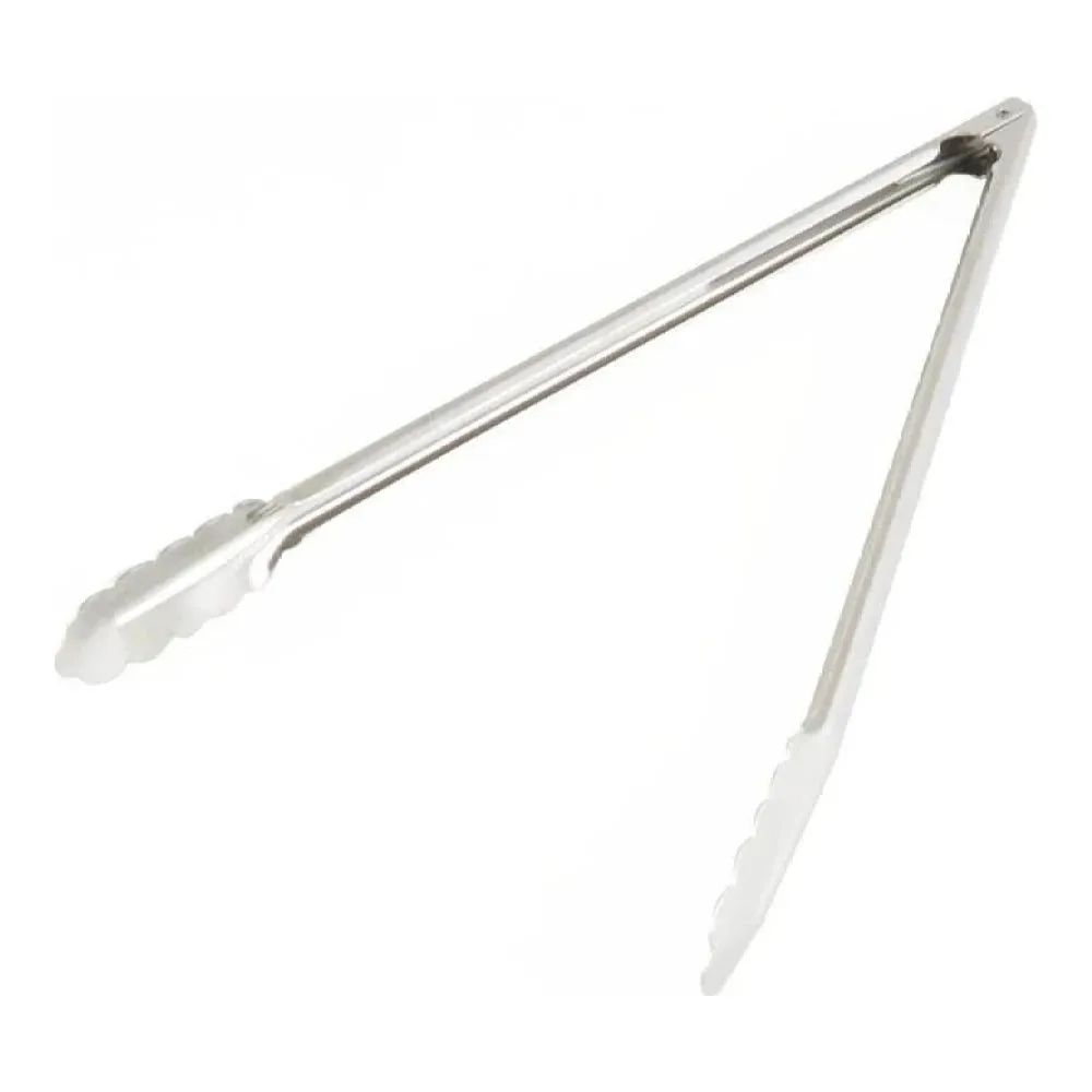 Thunder Group SLTHUT012 12" x 1-1/4" x 1-3/8", Flat Sprig Utility Tong with Locking Ring, Stainless Steel