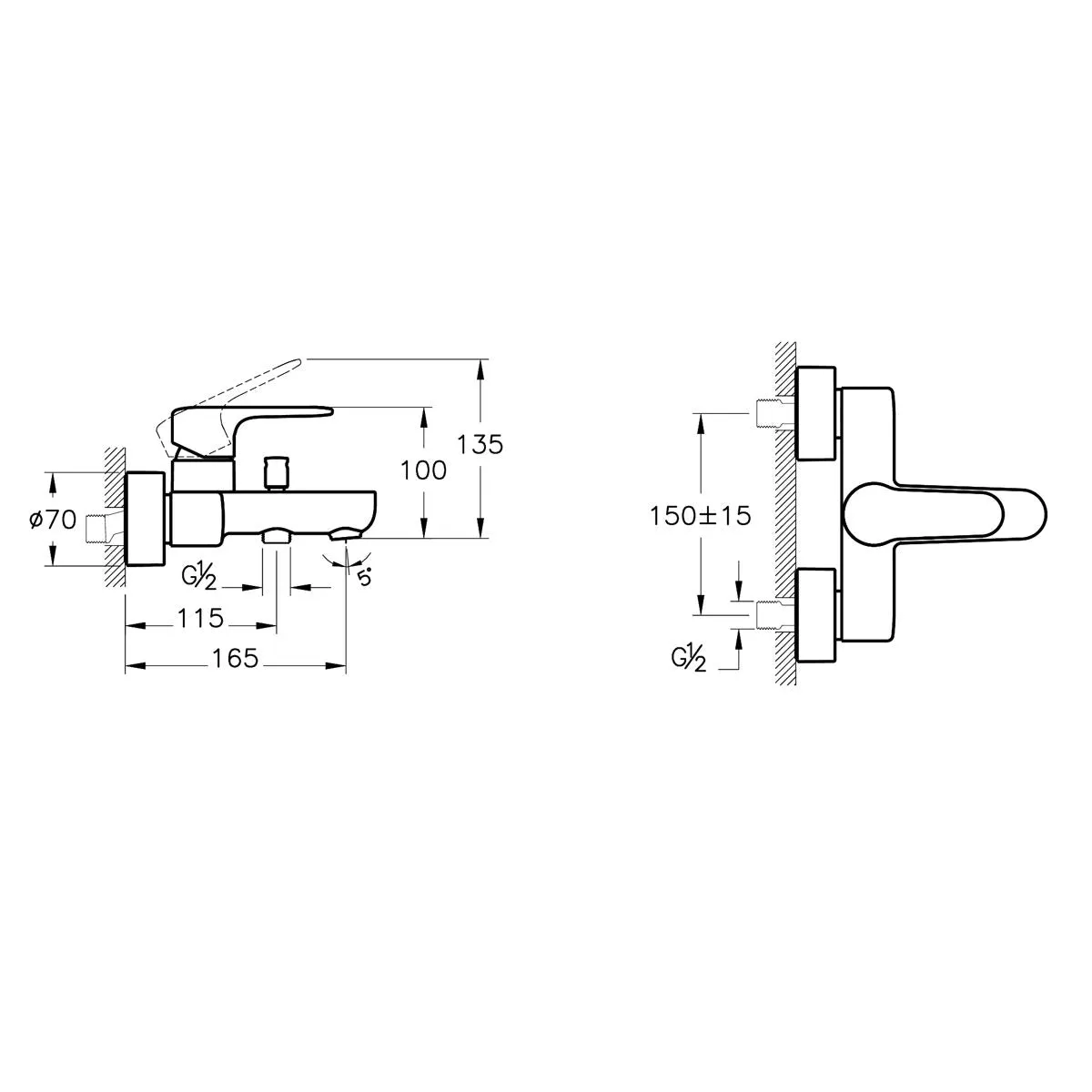 VitrA Root Round Bath Shower Mixer in Copper - A4272526