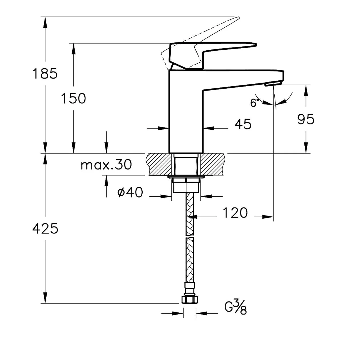 VitrA Root Square Compact Basin Mixer in Brushed Nickel - A4273234