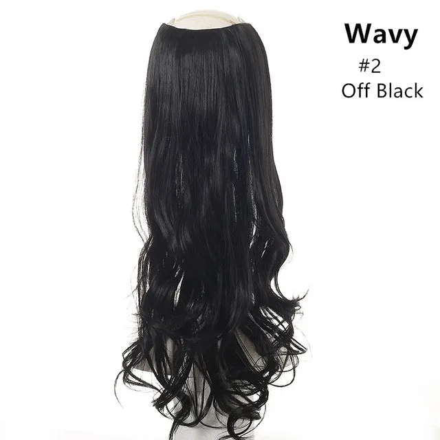 Wavy U-Part Wig for Women – Long Synthetic Hair Extension Clip-In Half Wig, Invisible & Natural Look, 60cm Blonde or Black Hairpiece