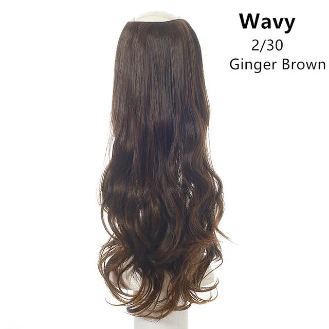 Wavy U-Part Wig for Women – Long Synthetic Hair Extension Clip-In Half Wig, Invisible & Natural Look, 60cm Blonde or Black Hairpiece