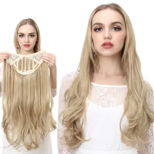 Wavy U-Part Wig for Women – Long Synthetic Hair Extension Clip-In Half Wig, Invisible & Natural Look, 60cm Blonde or Black Hairpiece Wavy U-Part Wig for Women – Long Synthetic Hair Extension Clip-In Half Wig, Invisible & Natural Look, 60cm Blonde or Black Hairpiece