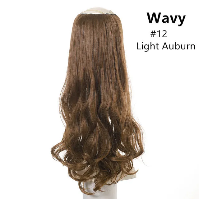 Wavy U-Part Wig for Women – Long Synthetic Hair Extension Clip-In Half Wig, Invisible & Natural Look, 60cm Blonde or Black Hairpiece