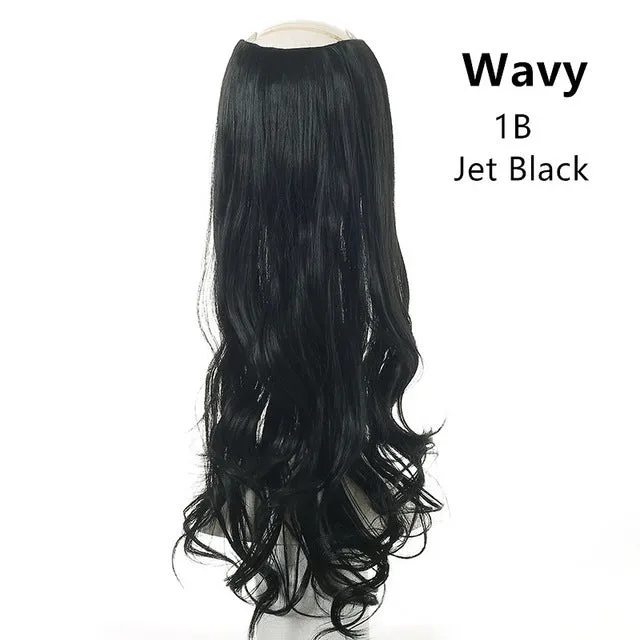 Wavy U-Part Wig for Women – Long Synthetic Hair Extension Clip-In Half Wig, Invisible & Natural Look, 60cm Blonde or Black Hairpiece
