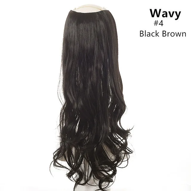 Wavy U-Part Wig for Women – Long Synthetic Hair Extension Clip-In Half Wig, Invisible & Natural Look, 60cm Blonde or Black Hairpiece