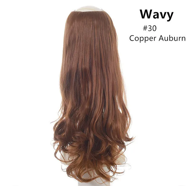 Wavy U-Part Wig for Women – Long Synthetic Hair Extension Clip-In Half Wig, Invisible & Natural Look, 60cm Blonde or Black Hairpiece