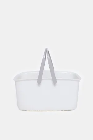 White Storage Basket With Handle White Storage Basket With Handle