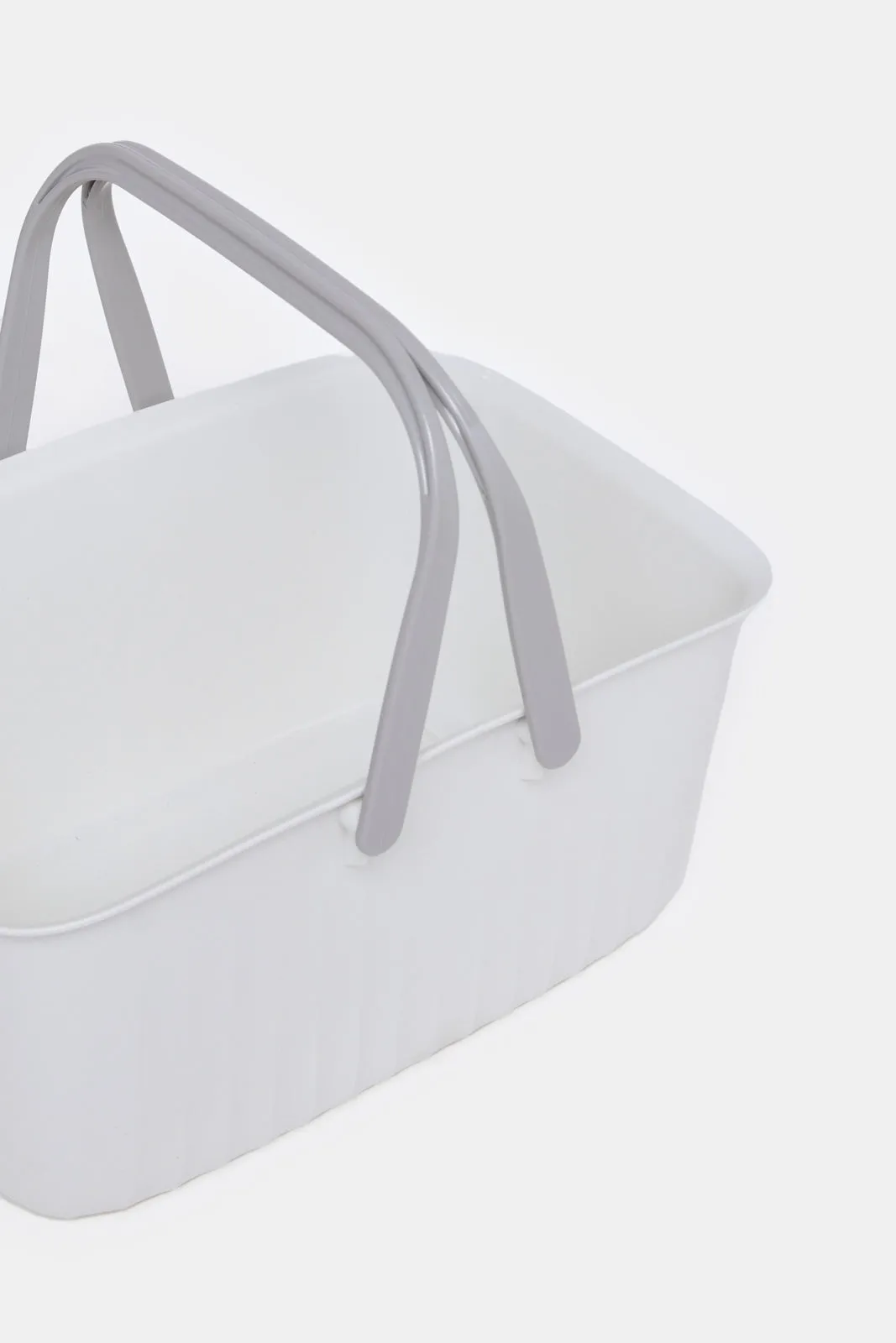 White Storage Basket With Handle