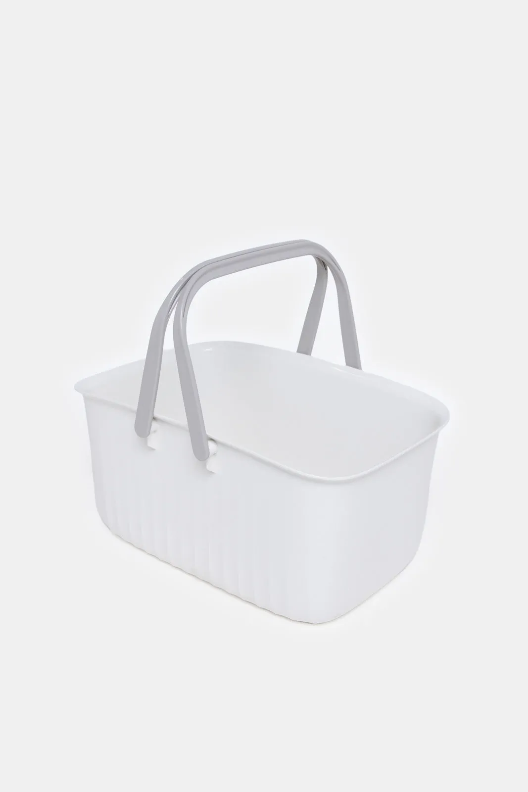 White Storage Basket With Handle