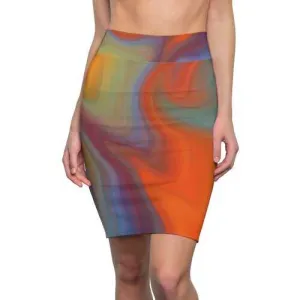Womens Skirts, Orange Autumn Swirl Style Skirt Womens Skirts, Orange Autumn Swirl Style Skirt