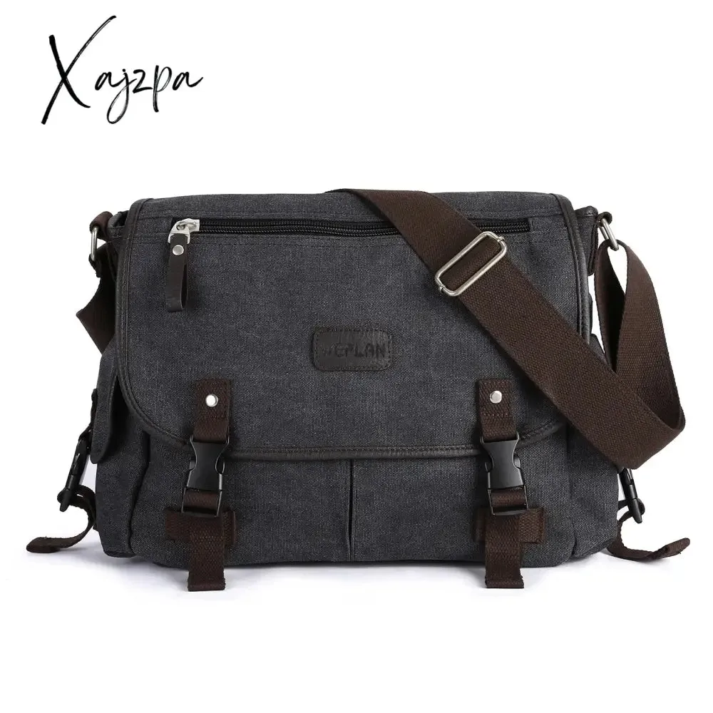 Xajzpa - Messenger Bag for Men Retro Canvas Satchel Casual Briefcases Laptop Bag Fit 13Inch,Water Resistant Crossbody College Satchel Bag