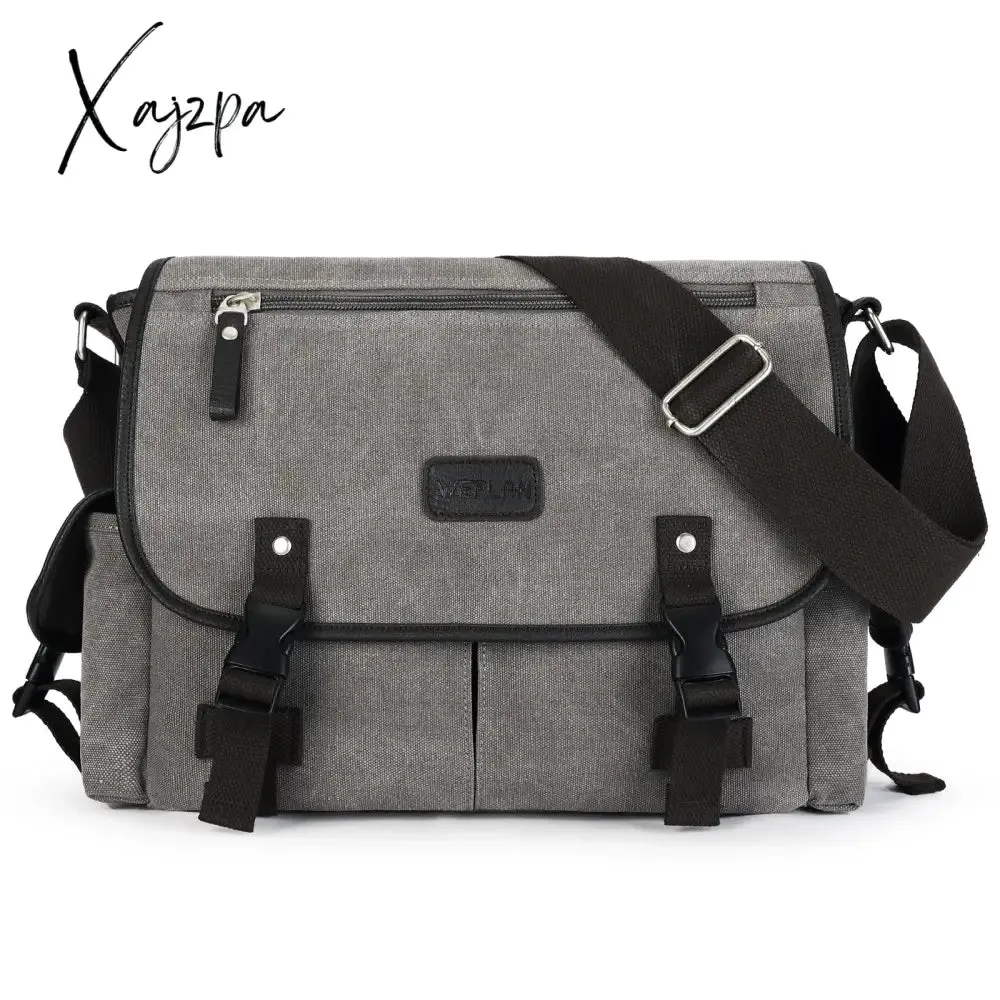Xajzpa - Messenger Bag for Men Retro Canvas Satchel Casual Briefcases Laptop Bag Fit 13Inch,Water Resistant Crossbody College Satchel Bag
